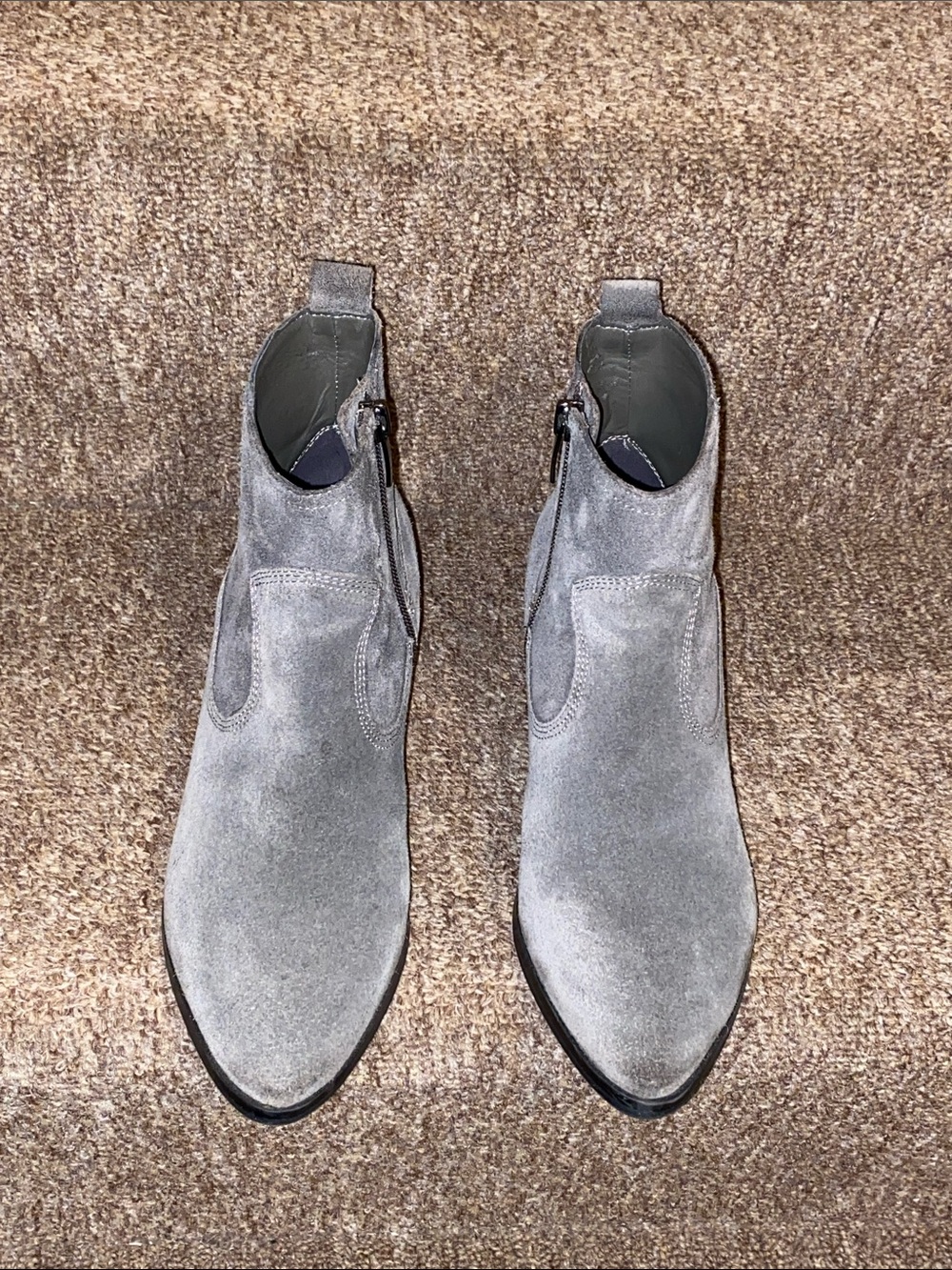Nine West Gray Suede Pointed Ankle Boots